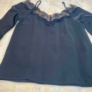 Black Blouse with lace detail size L